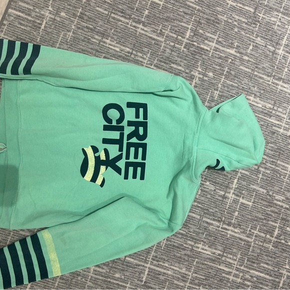 Free City. Green zip up hoodie. Missing drawstring. - Picture 2 of 4